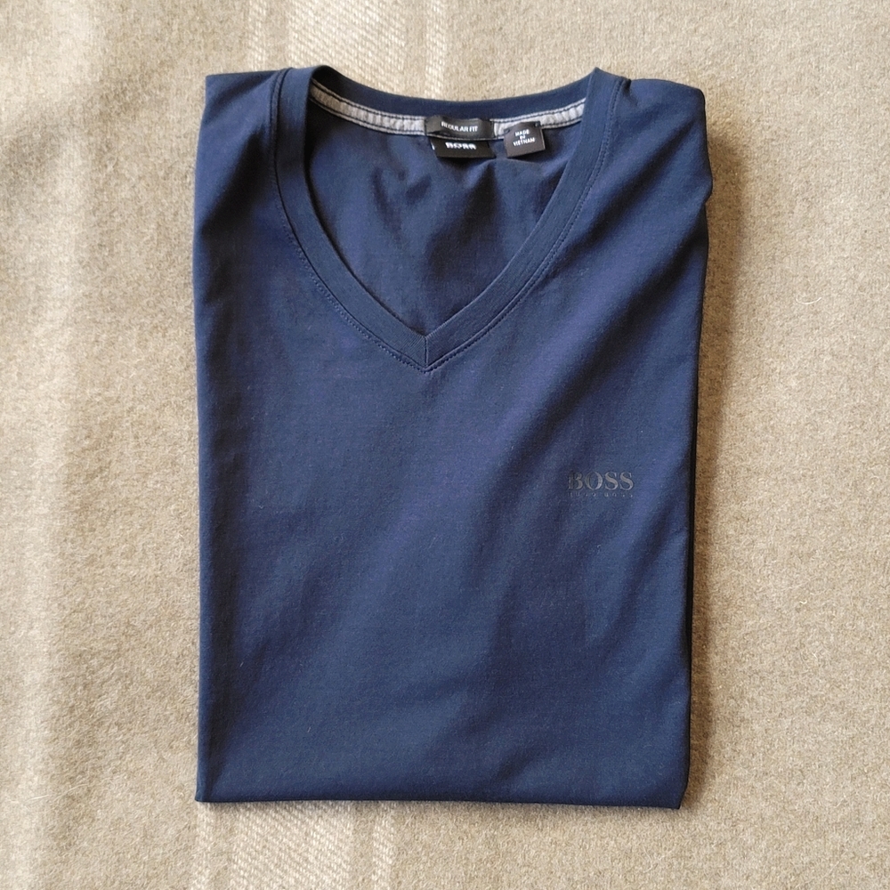 Men's Hugo Boss Navy Short Sleeve V-Neck T-Shirt